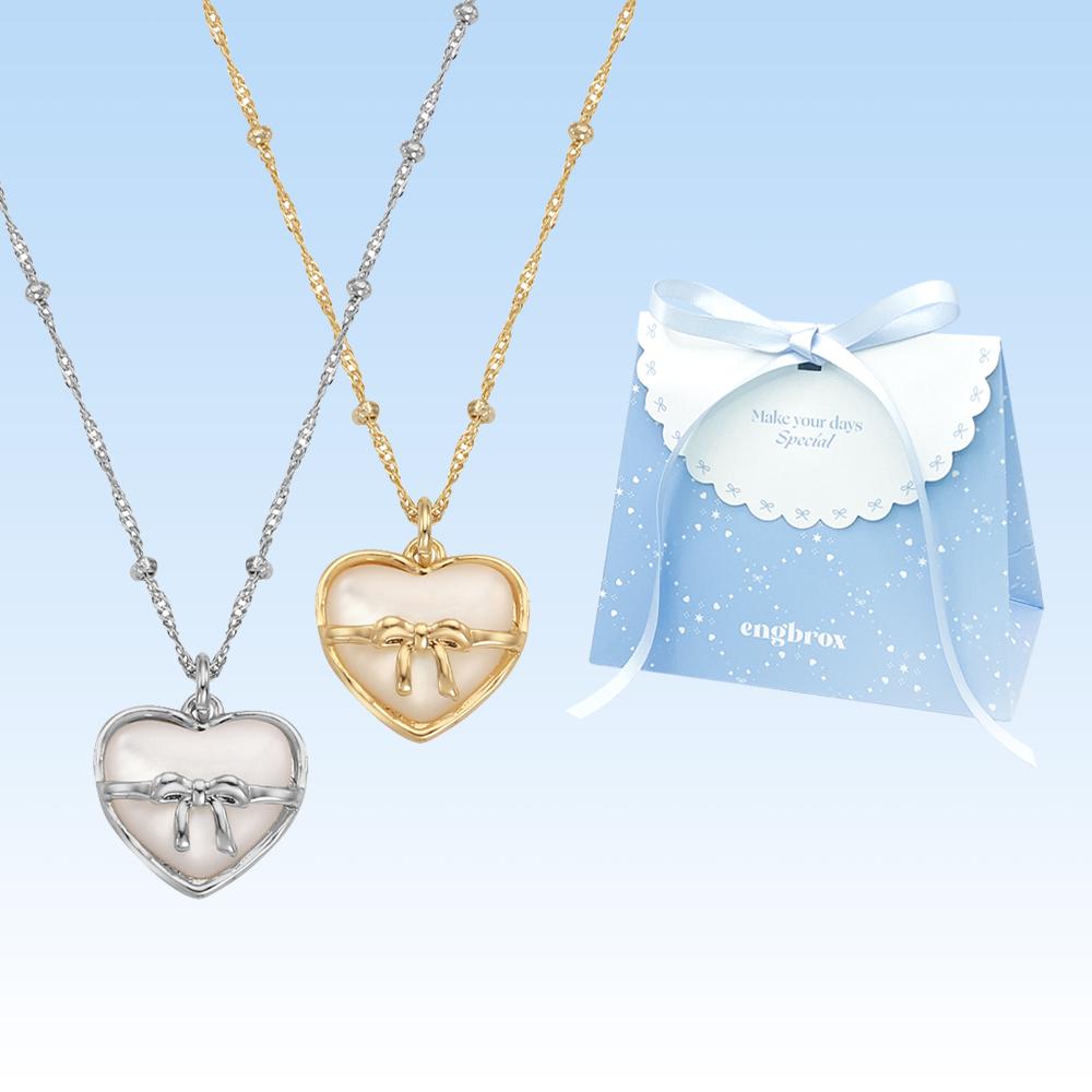 [BEST/선물포장] holiday heart necklace 하트자개목걸이