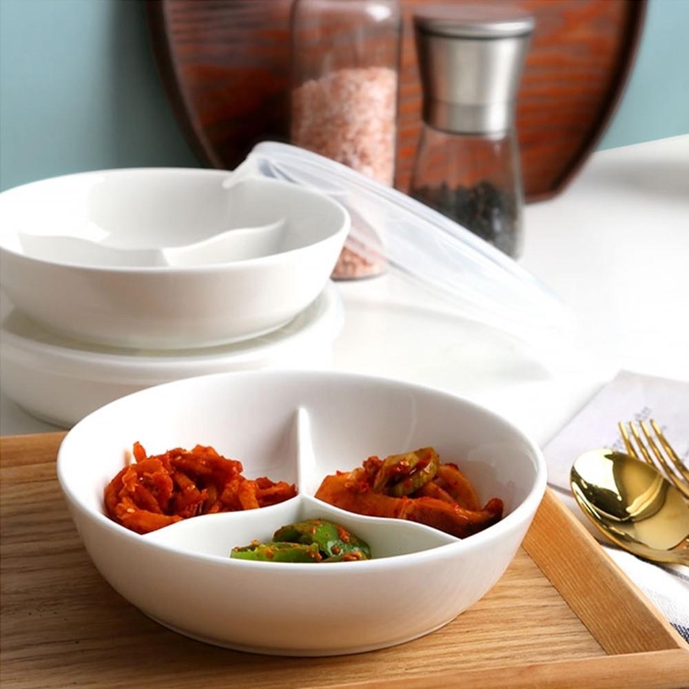 칸칸이 반찬통 3칸 반찬용기 칸막이 도자기 나눔반찬통