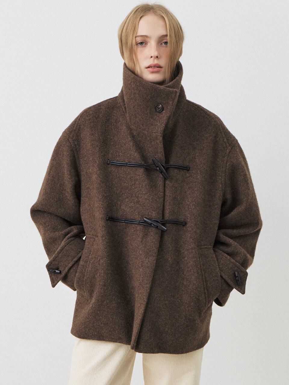 울 하이넥 더플 코트_2COLORS