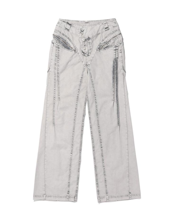 BLEACHED PINTUCK PANTS - BLEACHED GREY