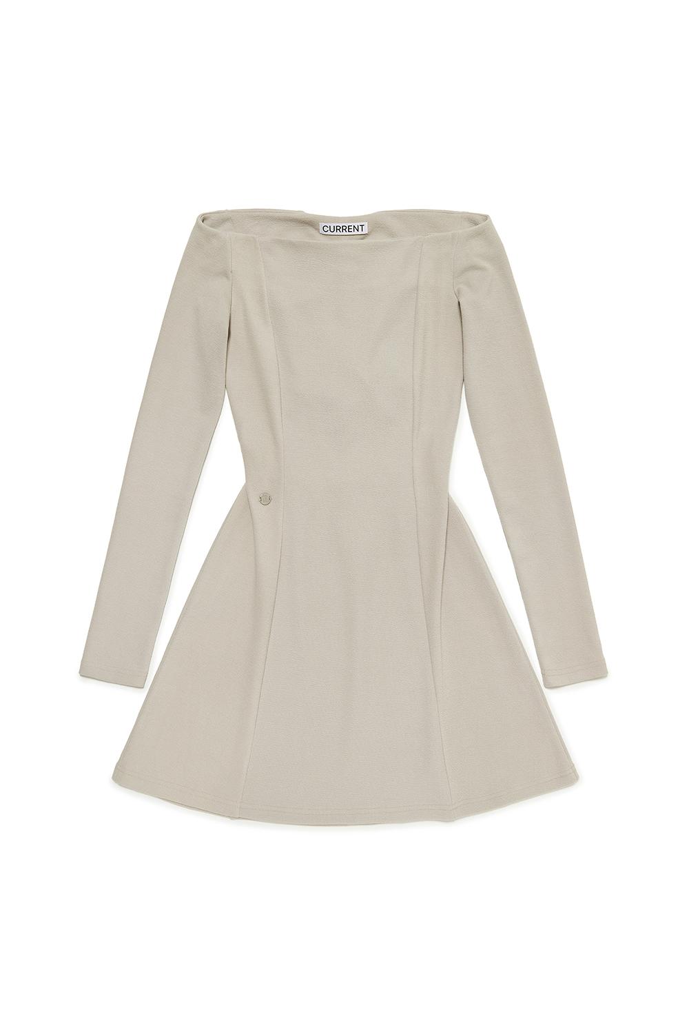 OFF SHOULDER CUT OUT DRESS  [BEIGE]