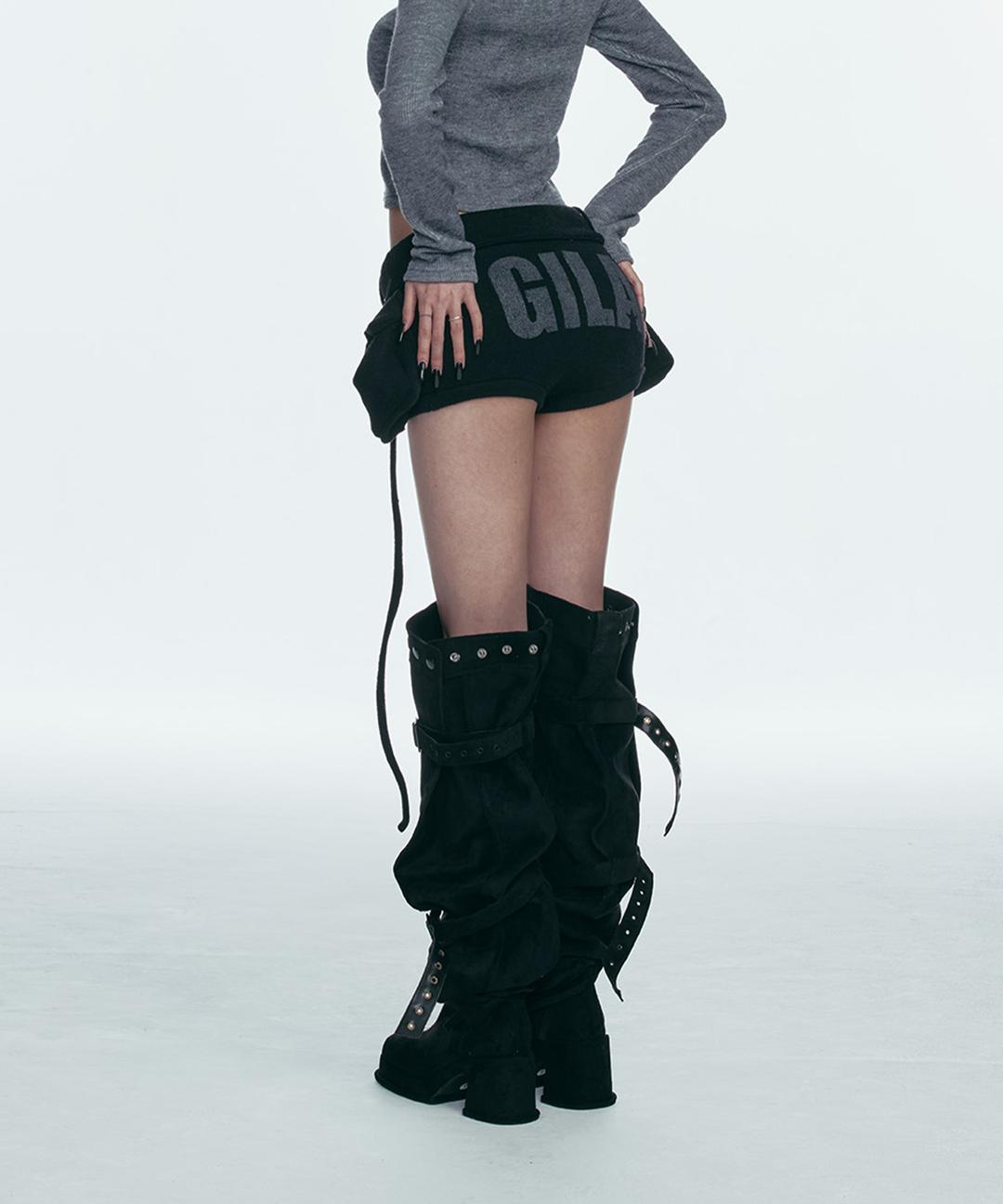 BOLD LOGO POCKET KNIT SHORTS_BLACK