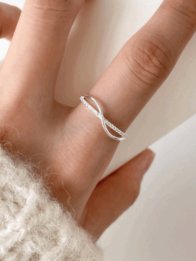 [925silver]웨이브 물결 큐빅 반지(2color)