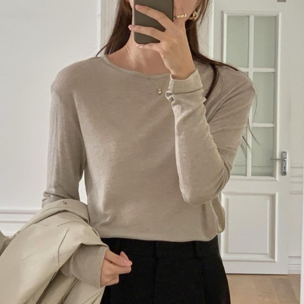 브 당일 리브레 울 텐셀 티 2408 가을 긴팔 이너 티셔츠 부드러운 촉감