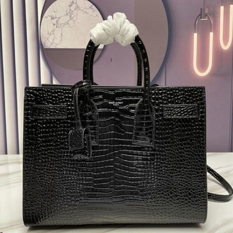 생로랑 Saint Laurent sac de jour 클래식 심플 여성 악어무늬 토트 숄더백 32x25x16.5cm