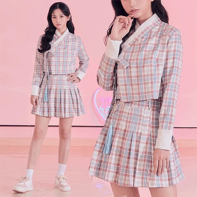 🌸투피스 세트🌸 TM3 체크 한복 하이틴 저고리 셔츠 스커트 원피스 세트 투피스