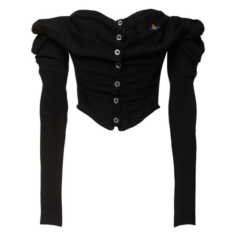 비비안웨스트우드 비아 코르셋 니트 가디건 블랙 80IWXJ042