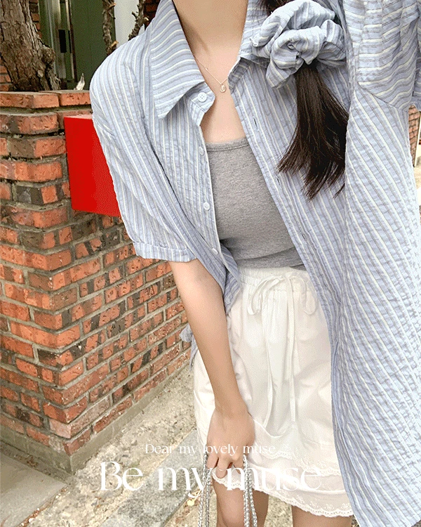 [무배][MADE/시어서커] 토에 여름 스트라이프 반팔 셔츠/슈슈SET