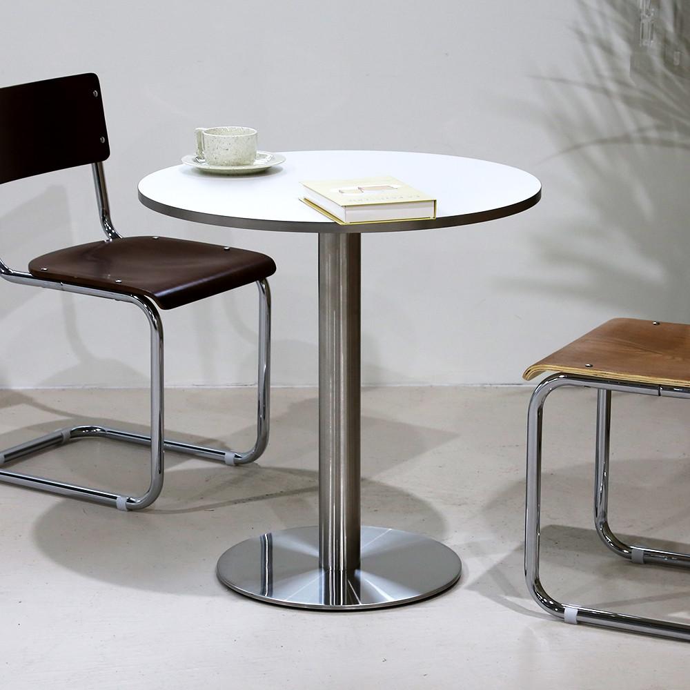 코넬 모던 실버 엣지 화이트 카페 식탁 테이블 원형 700