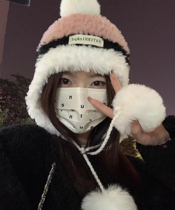 무료배송 동글 방울 니트 비니 귀달이 모자 (그레이,베이지,핑크)