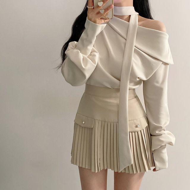 사나 넥언발 타이 블라우스_메종셀린