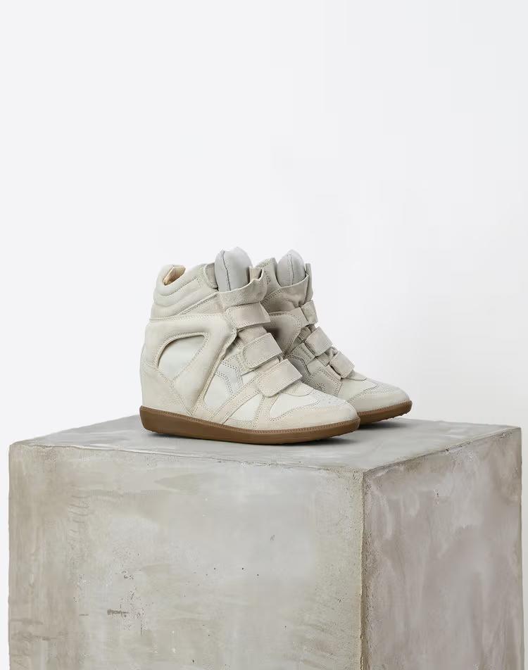 크림 벨크로 소가죽 베켓 스니커즈