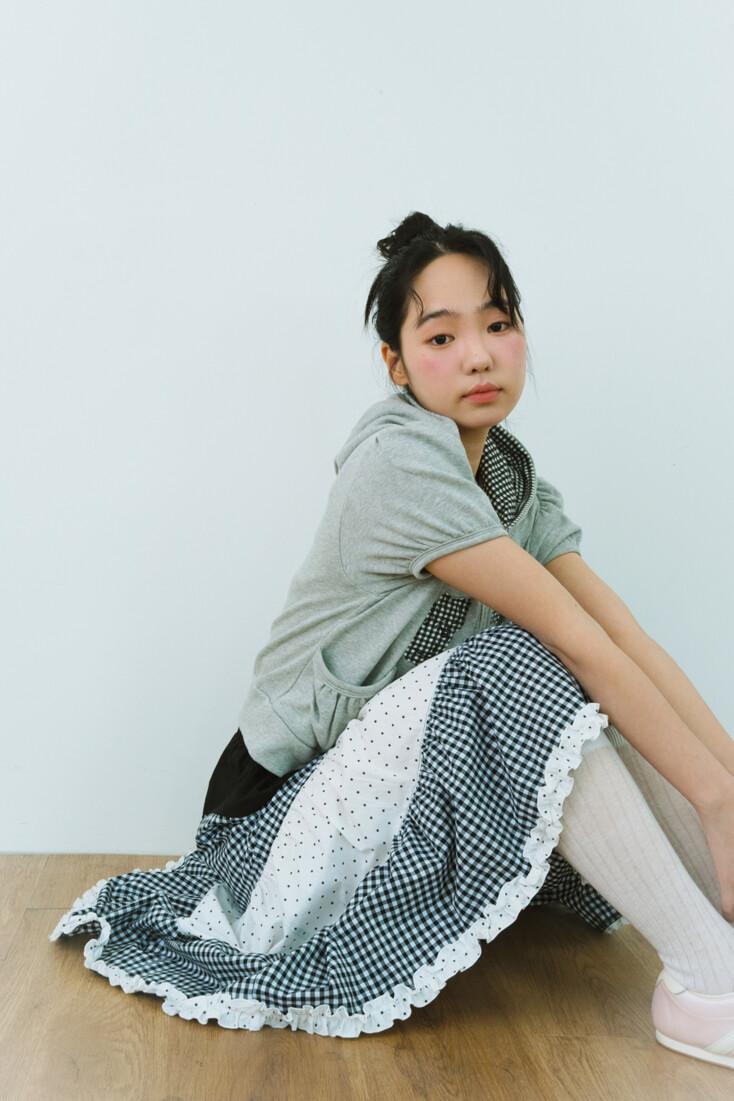 파우더 코튼 캉캉 스커트 (블랙)