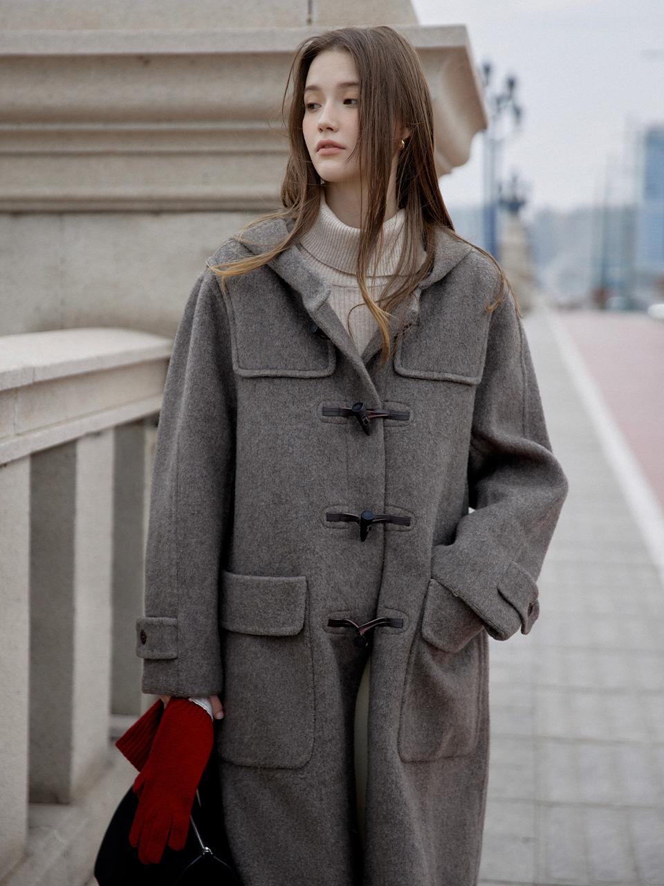 JAYCEE premium camelhair-blend hoodie handmade coat_gray