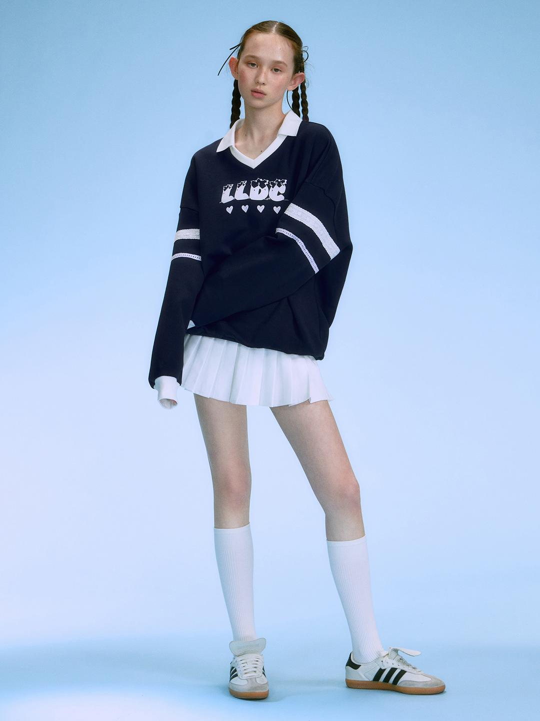 [LaLuneDuCiel] Retro Letter Print Set (Skirt)