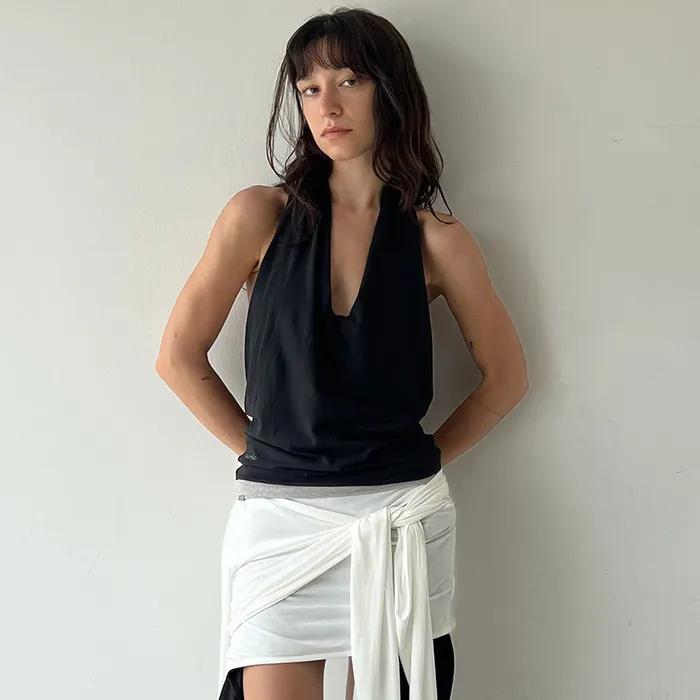 DRAPE HALTER NECK SLEEVELESS / BLACK
