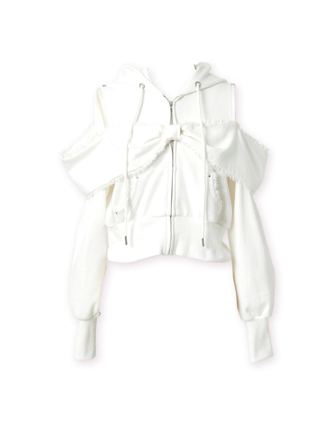 【受注生産11月発送】Ribbon shoulder zip hoodie