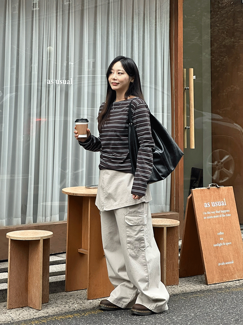 앙빼더데이 2644 빅사이즈 랩스커트 와이드핏 카고 팬츠(2color/S-3XL)