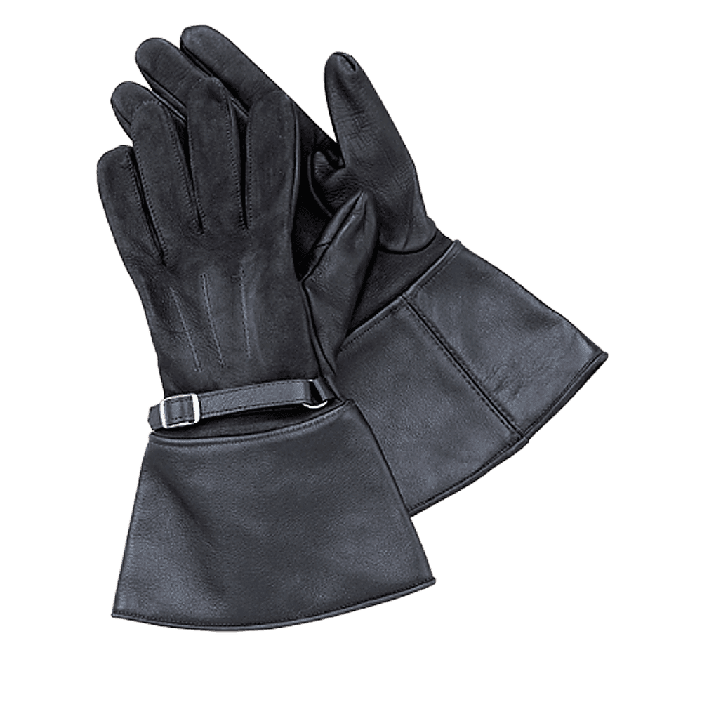 Womens Saturn Gloves - Black Naked Deer Leather Gauntlet Gloves