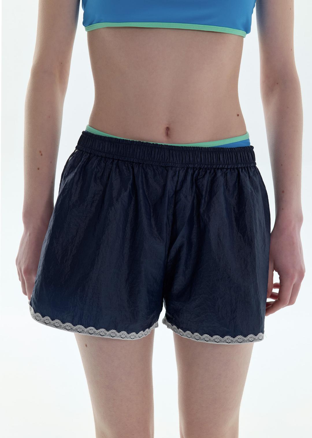 Lace Nylon Shorts_Navy