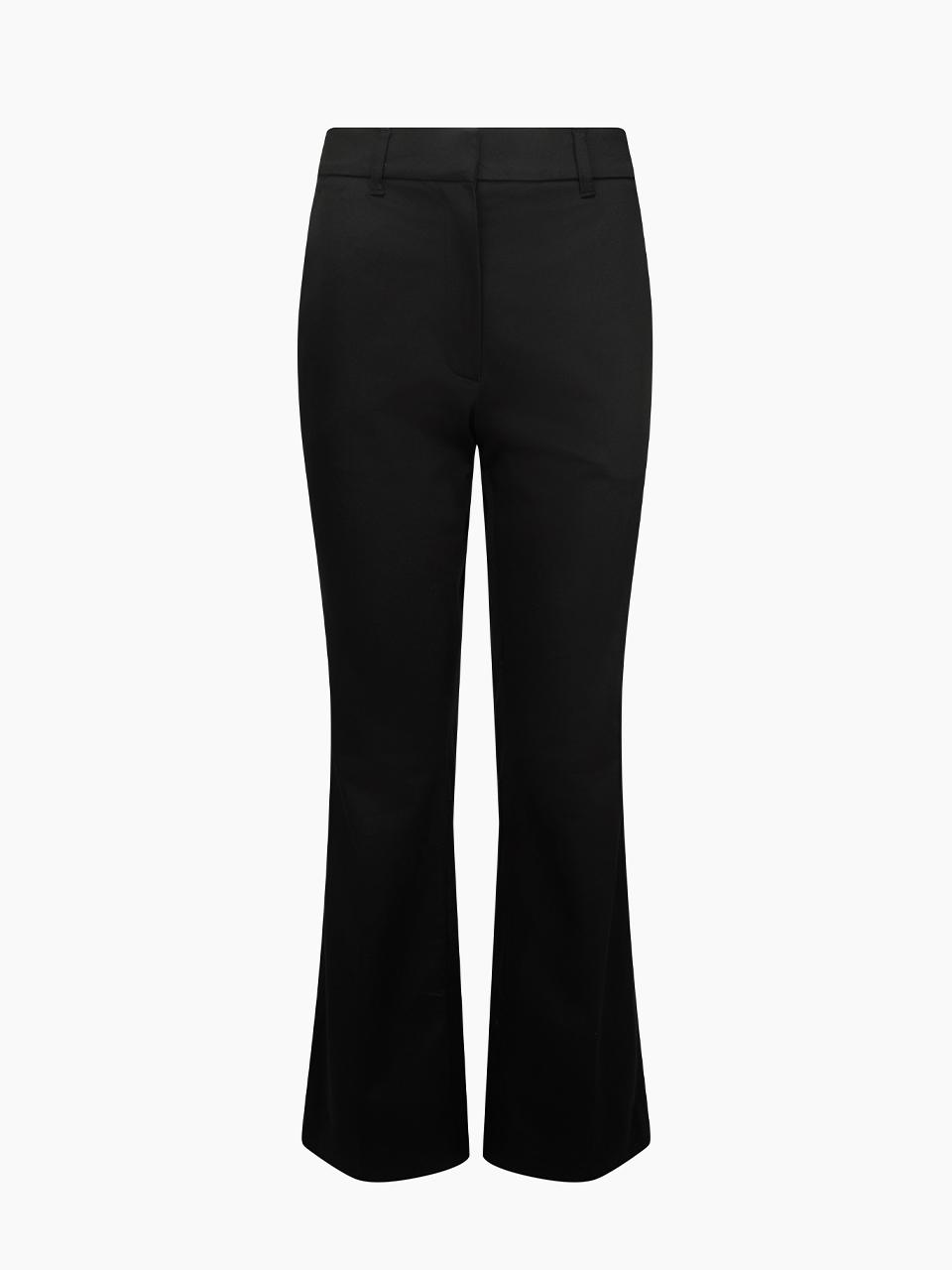 SEMI-FLARED COTTON SLACKS (BLACK)