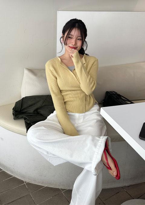 메이 사이드 버튼 가디건 (7color)