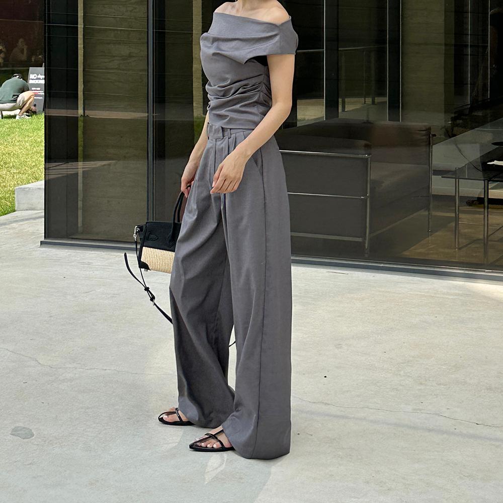 핀턱 와이드 슬랙스 PT870[블라우스와 셋업 구매시 5% 할인]