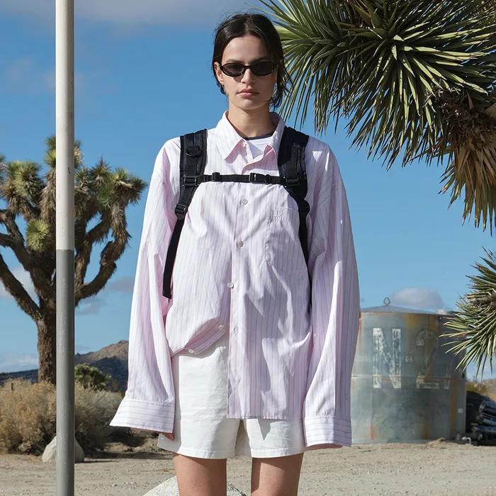 OVERSIZED Lc PATTERN SHIRT_PINK STRIPE_LC251SH02PT