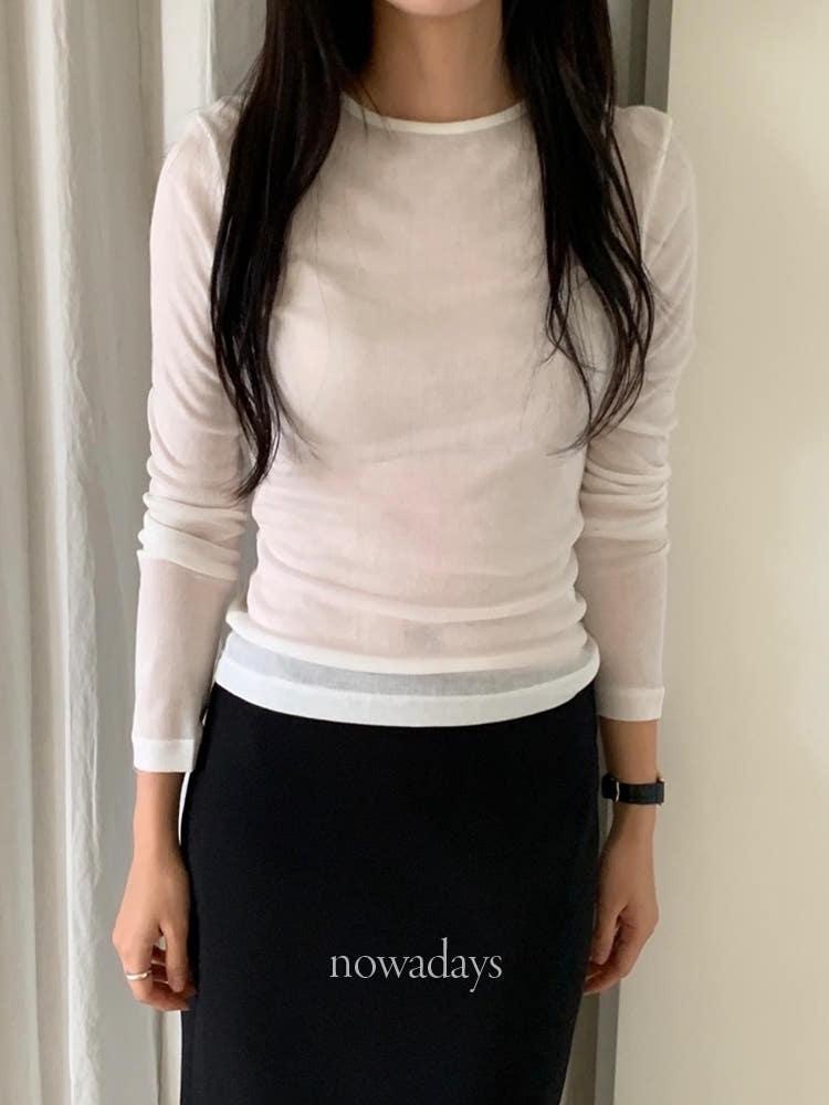 전컬러 당일/ (재진행) founders 파운더스 울 시어 티셔츠 텐셀 긴팔 라운드 이너