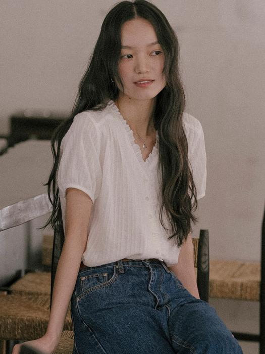 Lace frill blouse TISU01BL05_Ivory