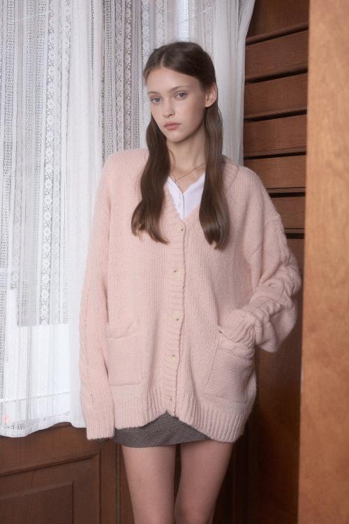 SUGAR CABLE DARDIGAN-PINK