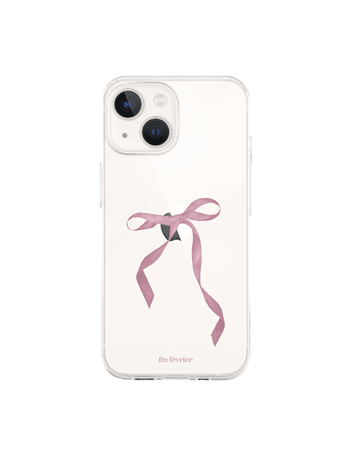 [made] 빈티지 핑크 리본 젤하드 아이폰 케이스