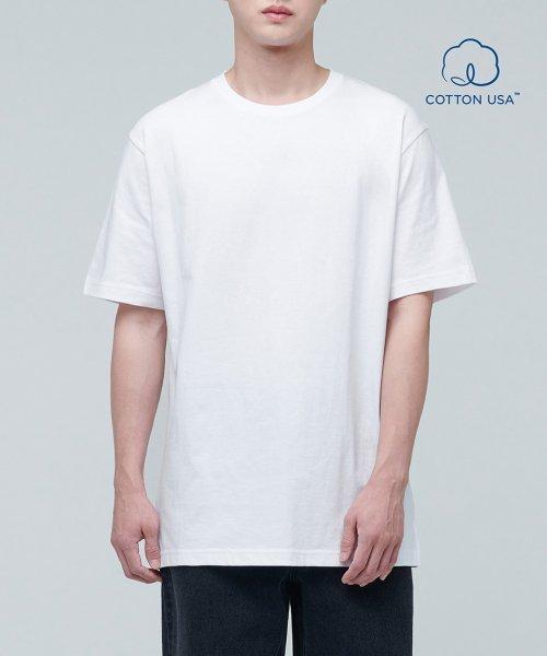 레이어드 크루 넥 반팔 티셔츠_일반 기장 [화이트]