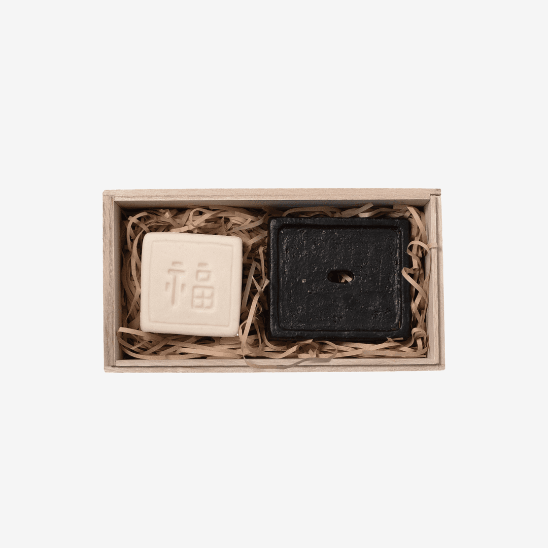 복 비누 + 흑유 비누받침(오동나무 패키지세트)