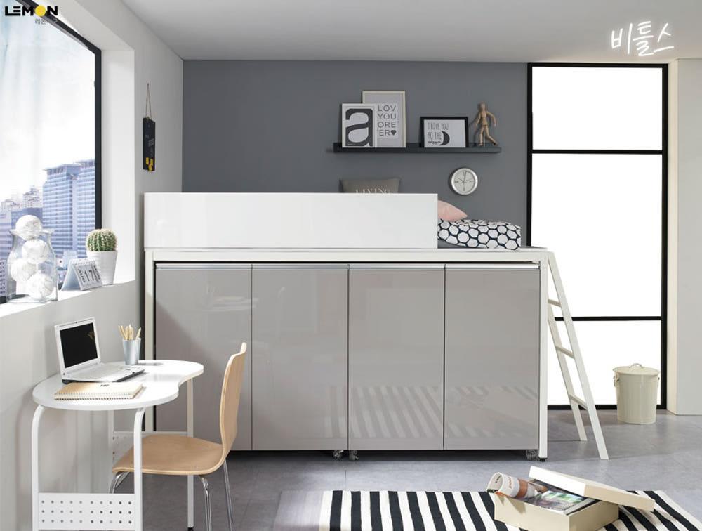 비틀스(벙커침대 슈퍼싱글 이동옷장 낮은침대 작은방 레몬가구 대형수납장 튼튼한 안전한 )