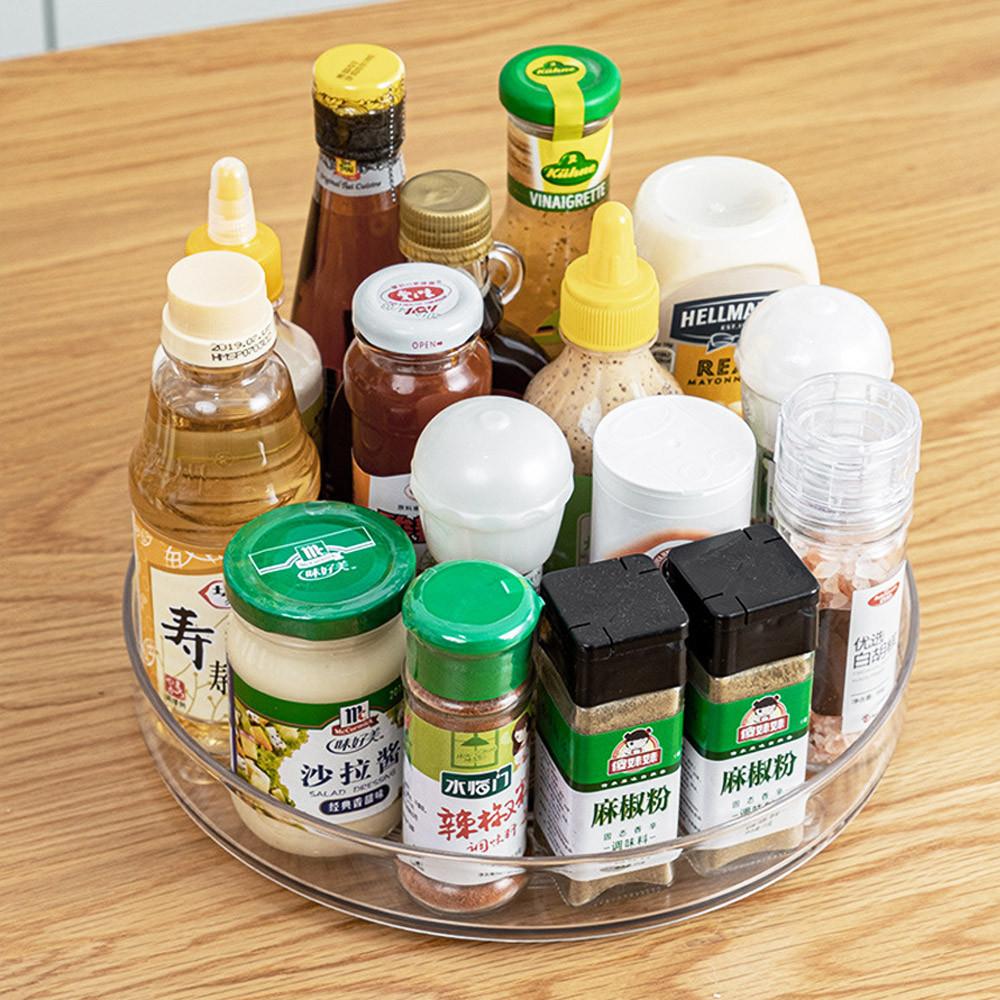 투명 아크릴 양념통 회전 트레이 정리대 (대형/1단)