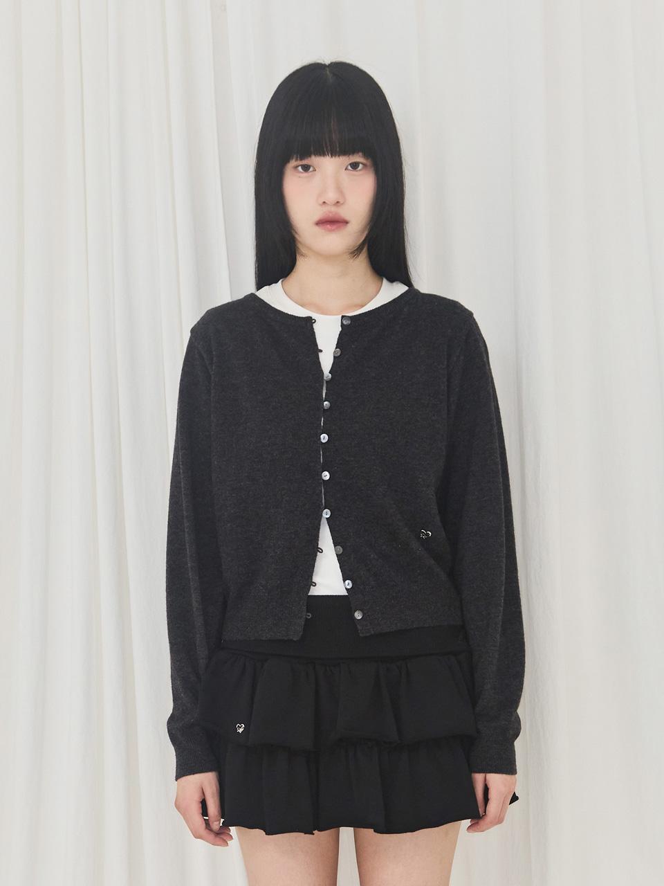 [당일배송] Basic Round Cardigan (Charcoal)