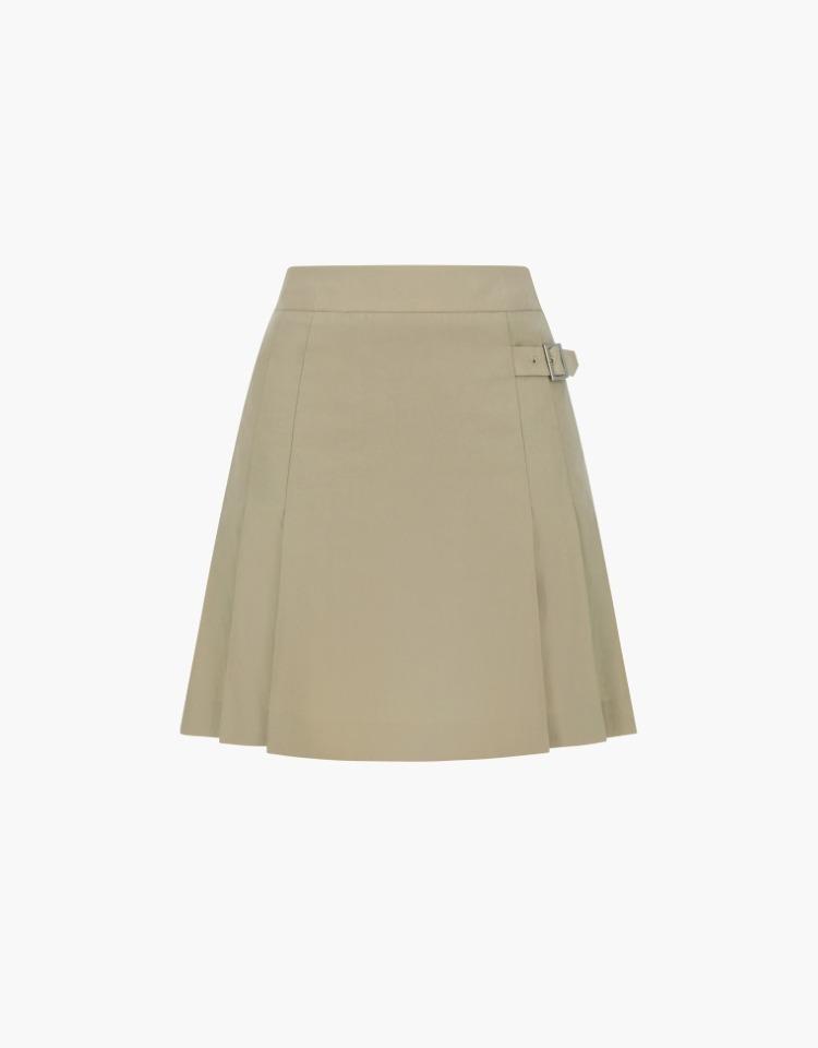 cotton pleats skirt - beige