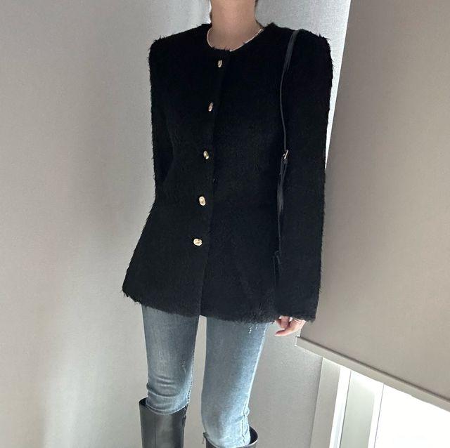 울 70 따뜻 강추 울자켓 금장자켓 패드자켓 겨울자켓 연말룩 하객룩찰떡 롱자켓 블랙자켓 라인자켓  _무드글램