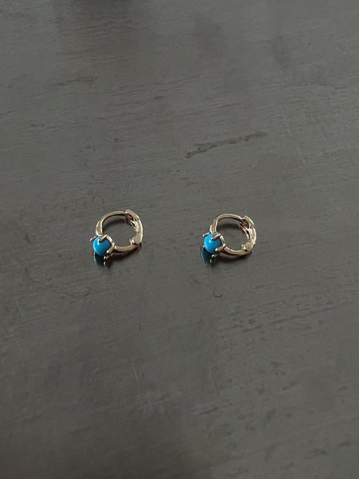 [14K GOLD] TURQUOISE RING EARRING AE223013