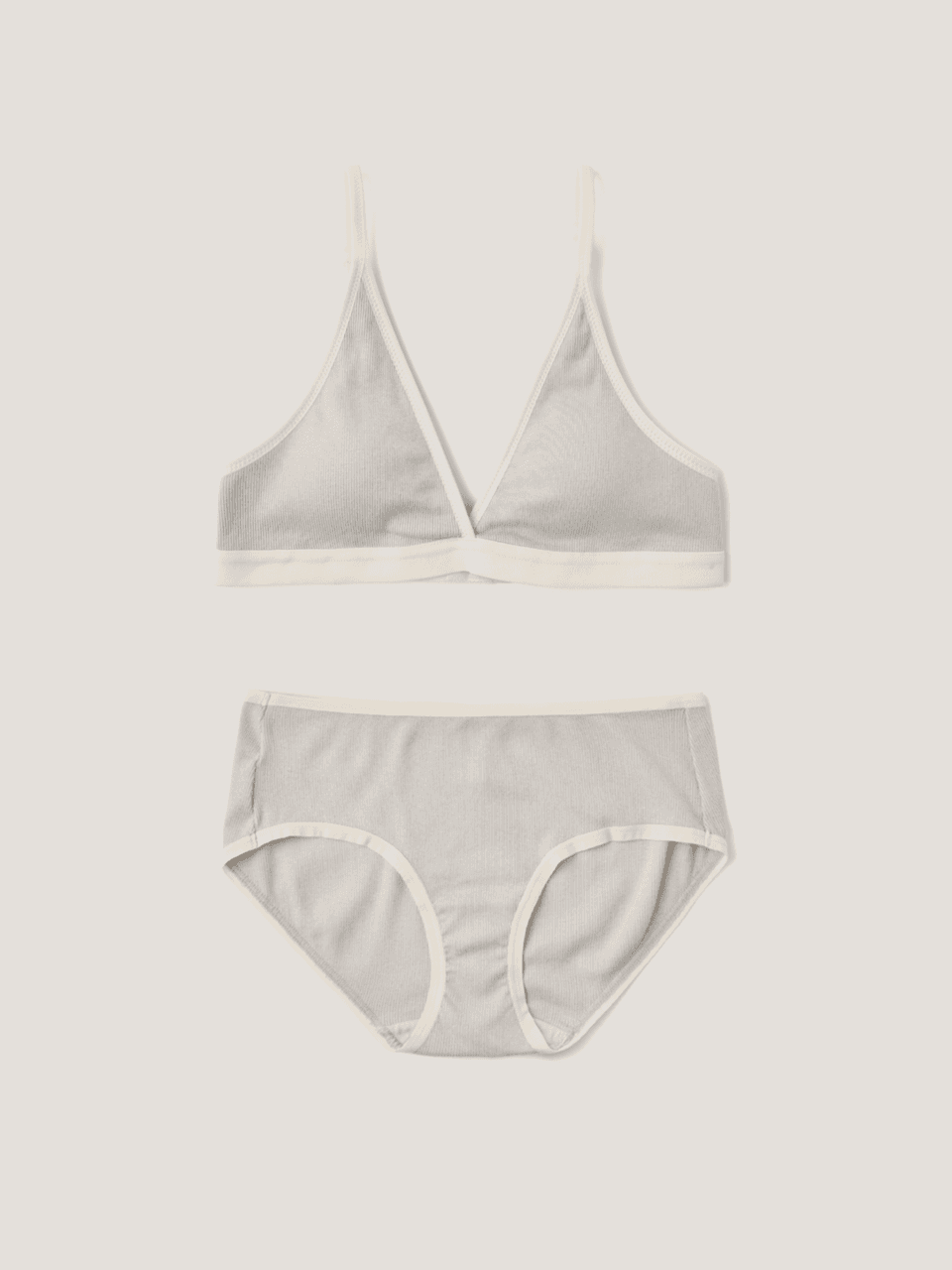 (set) Triangle ribbed modal bra & panties in Gray_삼각 리브드 모달 브라&팬티 그레이