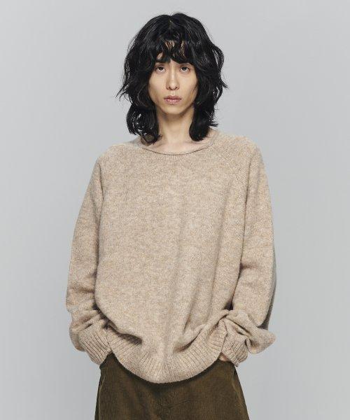 HAIRY WARM BOAT NECK KNIT BEIGE