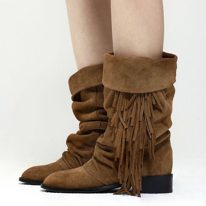 [즉시배송] FRINGE DETAIL LONG BOOTS [2colors]