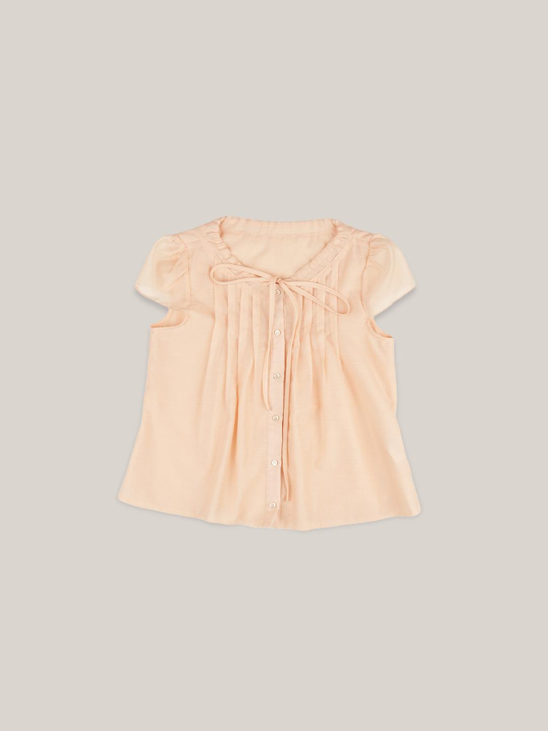 CHIFFON TIE BLOUSE  [ PINK ]