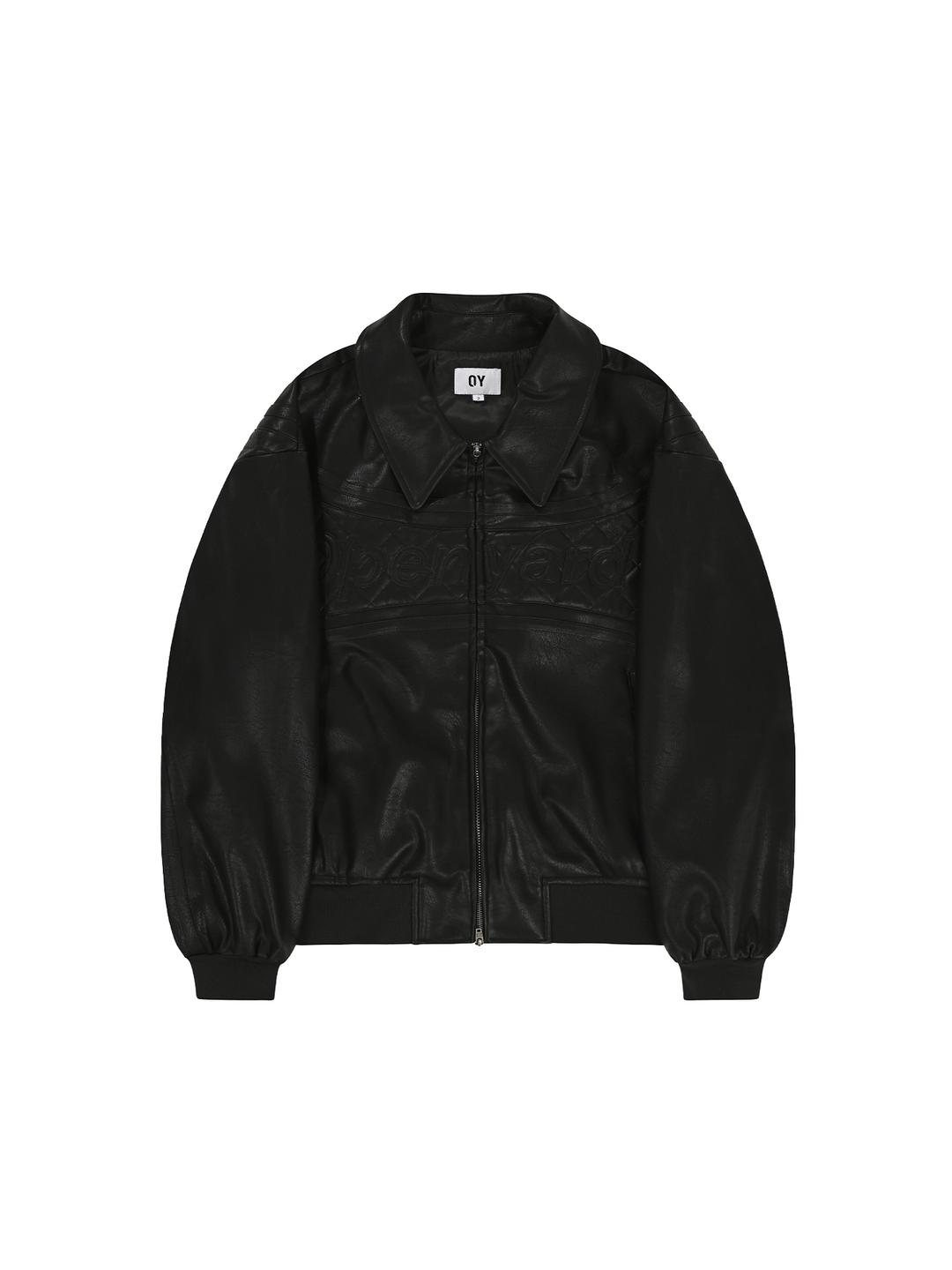 LEATHER QUILTED JACKET - BLACK