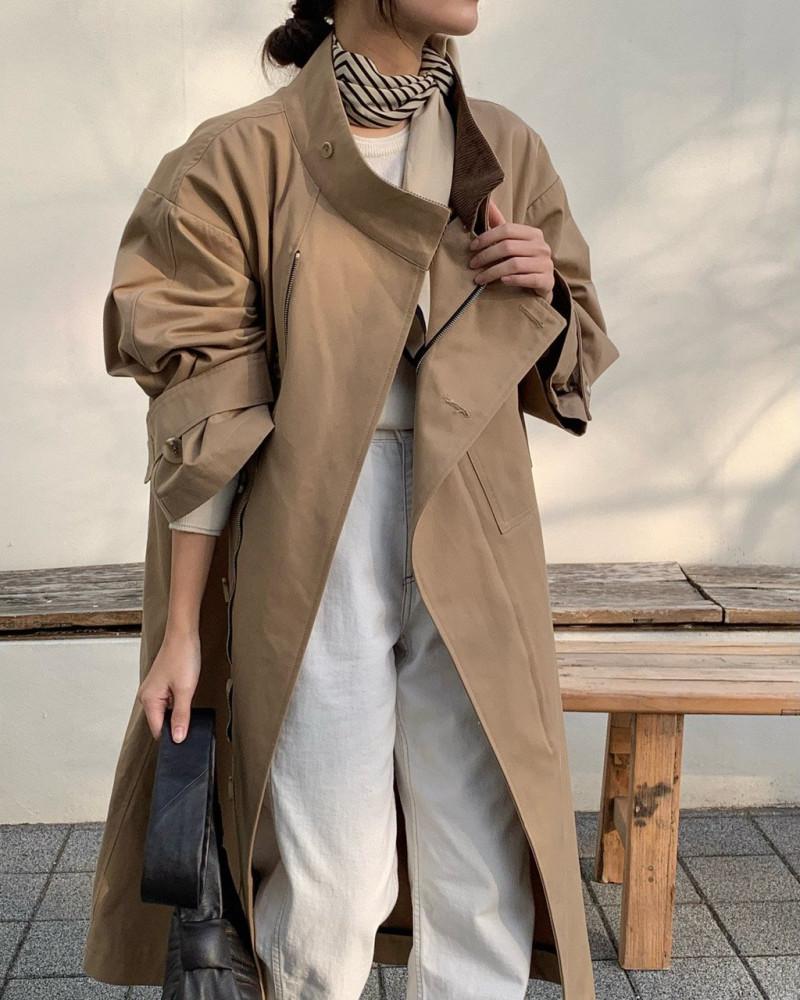 모아니 사이드 포켓 트렌치코트 오버핏코트 / 달리언니