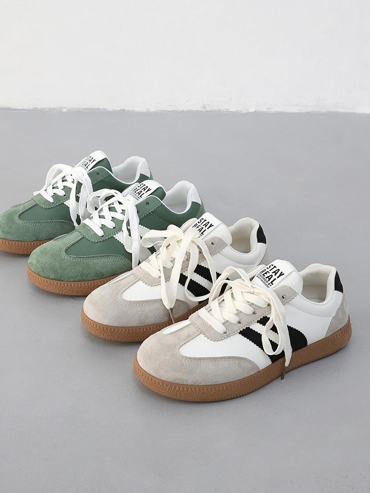 나린 사이드 더블 라인 컬러 콤비믹스 독일군st 둥근코 스니커즈 운동화(3.0cm) 12433