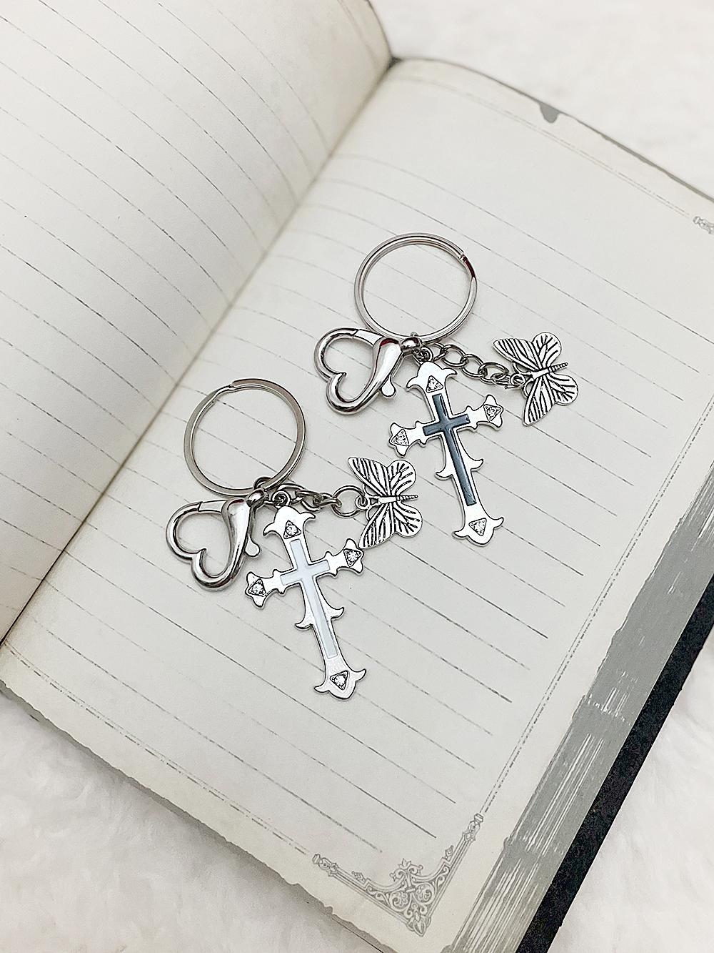 [SELECT] Dahlia Cross Rock Key Ring (2color)