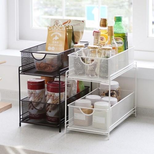 어반 2단 슬라이딩 주방 선반