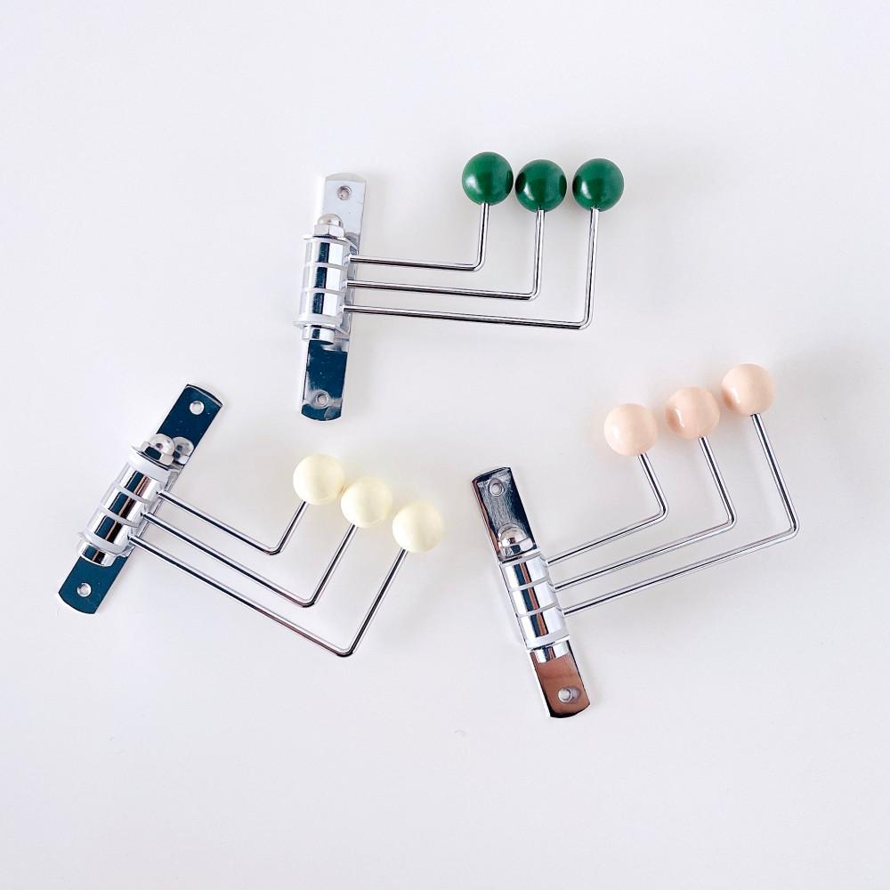 바이에스컴퍼니 빈티지 우드볼 코트랙 회전형 벽행거 옷걸이 소품걸이